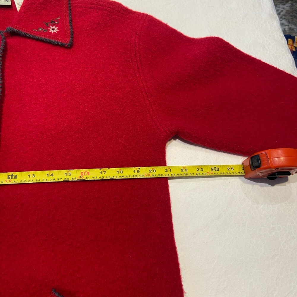 Red Embroidered Button-Up Cardigan - Picture 5 of 12